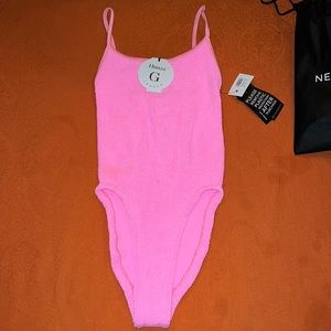 Hunza G Pamela bathing suit bright pink NWT